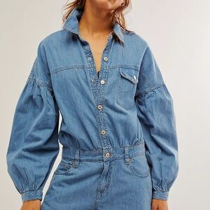 We The Free Zodiac Chambray One Piece In Moon Blue